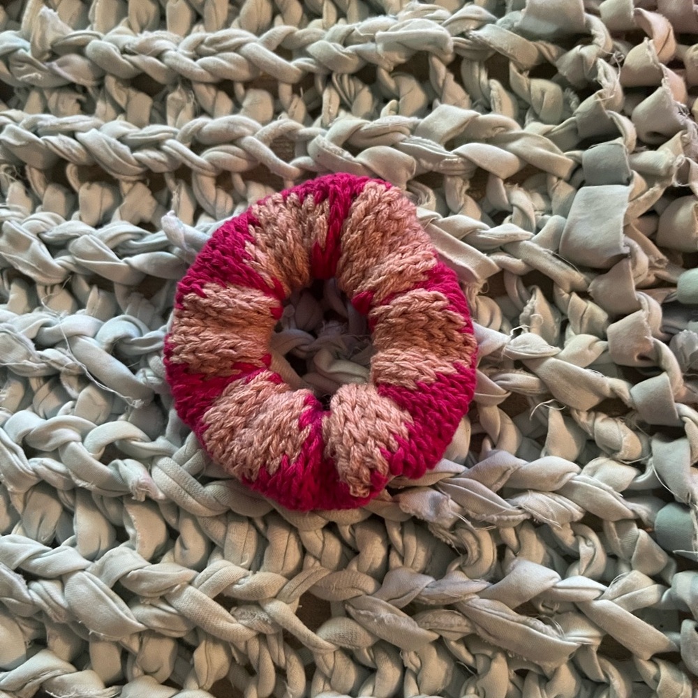 Pink Knitted Hair Scrunchie Barbie inspired